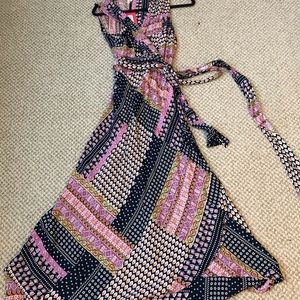 Evereve multi patchwork wrap dress